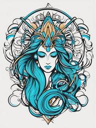 aquarius animal tattoo  simple vector color tattoo