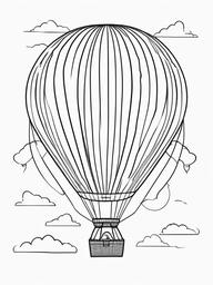 Heart Hot Air Balloon Coloring Pages - Heart-Shaped Balloon Soaring in the Sky  minimal black outline printable sheet, coloring page