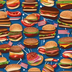 4th of July clipart - barbecue grill with burgers and hot dogs  