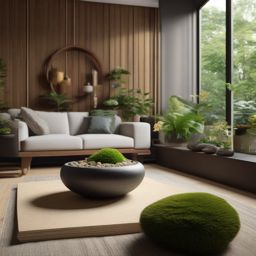 Zen Garden Retreat - Create a tranquil living room with the serenity of a zen garden. , living room decor ideas, multicoloured, photo realistic, hyper detail, high resolution,