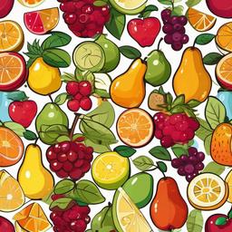 Fruit clipart - cartoon fruit characters with faces  