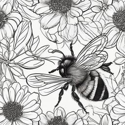 drawing of a bee pollen  minimal rough sketch scribbles,doodles,black and white