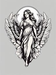 angel with halo tattoo  simple vector color tattoo