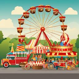 August clipart - August fairs and carnivals with rides  