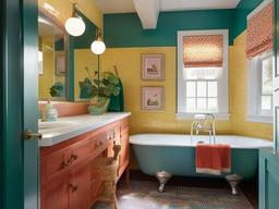 Retro small bathroom features colorful tiles, playful decor, and vintage-inspired fixtures that bring a fun and nostalgic vibe to your routine.  