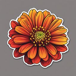 Zinnia Sticker - Add a burst of color and playfulness with the vibrant and whimsical zinnia sticker, , sticker vector art, minimalist design