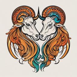 aries and aquarius tattoo  simple vector color tattoo