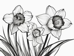 drawing of daffodil flower  minimal rough scribbles,doodles,black and white