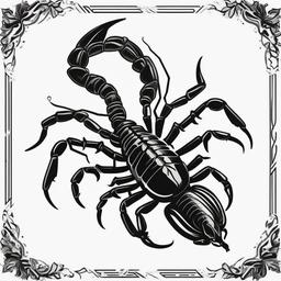 Black Traditional Scorpion Tattoo - Combine traditional tattoo aesthetics with a black ink scorpion design for timeless appeal.  simple vector color tattoo,minimal,white background