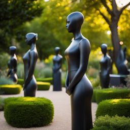 Contemporary Sculpture Garden - Create a garden that doubles as an outdoor sculpture gallery. ultra realistic, professional photography, bokeh, natural lighting, canon lens, shot on dslr 64 megapixels sharp focus