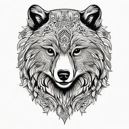 Bear Wolf Owl Tattoo - Symbolize a connection to nature with a tattoo featuring a bear, wolf, and owl.  simple color tattoo,vector style,white background