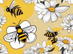 Bee Clip Art - A buzzing bee collecting nectar,  color vector clipart, minimal style