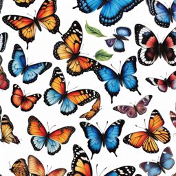 Butterfly temporary tattoos, Temporary options for showcasing the beauty of butterflies.  viviid colors, white background, tattoo design