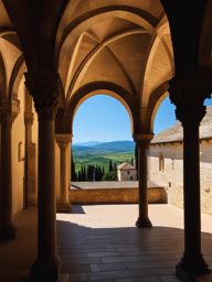 romanesque monasteries, with tranquil cloisters, inspire reflection in assisi, italy. 