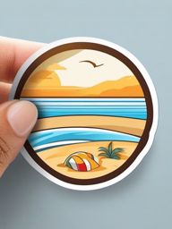 Beach and Sand Emoji Sticker - Sandy beach relaxation, , sticker vector art, minimalist design