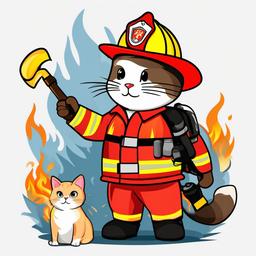 Fire Fighter clipart - firefighter saving a cat  vector clipart