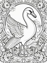 Swan Coloring Page - Graceful White Bird  black outline printable coloring page