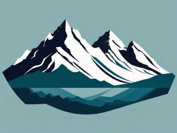 Mountain Clipart - Towering mountain peaks blanketed in glistening snow, a serene alpine landscape.  color clipart, minimalist, vector art, 