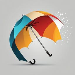 Umbrella clipart - umbrella being blown away by the wind  color,minimalist,vector clipart