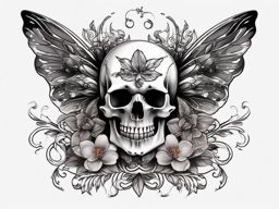 fairy and skull tattoos  simple color tattoo style,white background