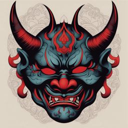 hannya mask tattoo minimalist color design 