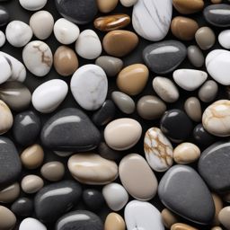 Marble featuring a river pebble motif with a glossy wet appearance top view, product photoshoot realistic background, hyper detail, high resolution