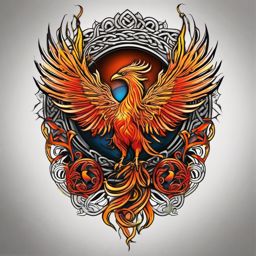 Celtic phoenix tattoo, Tattoos inspired by Celtic traditions featuring the mythical phoenix. , color tattoo designs, white clean background