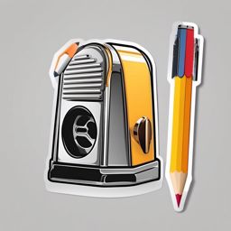 Pencil and Sharpener Sticker - Pencil next to a pencil sharpener, ,vector color sticker art,minimal