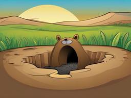 Gopher Cartoon - Cartoon of gopher popping out of a hole  