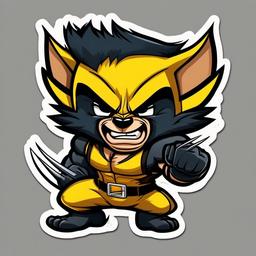 Wolverine cartoon - fierce, small mammal  cartoon sticker style