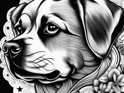 dog tattoo black and white design 
