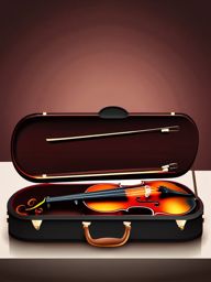 Violin Clipart - Elegantly crafted violin resting on a velvet-lined case.  color clipart, minimalist, vector art, 