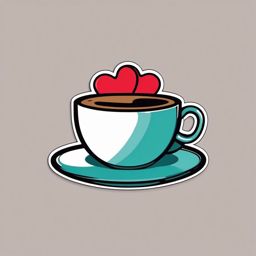 Coffee Cup with Heart Sticker - Coffee cup with a heart-shaped design, ,vector color sticker art,minimal