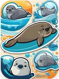 Seal cartoon - playful, flippered swimmer  cartoon sticker style