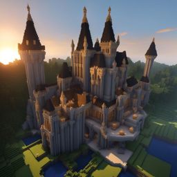 giant castle with towering spires and grand halls - minecraft house design ideas minecraft block style