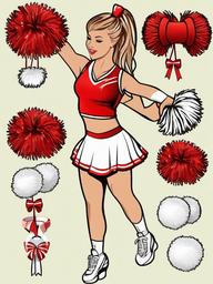 Sport clipart - cheerleading with pom poms  vector clipart