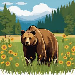 Bear clipart - bear standing tall in a field  