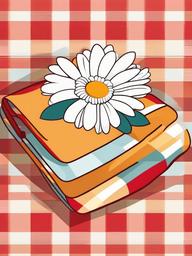 Daisy clipart - daisy on a sunny picnic blanket  color,minimalist,vector clipart