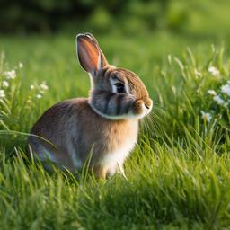 Bunny clipart - bunny sitting on a patch of grass  