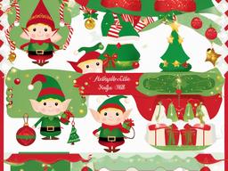 Elf clipart - elf holding a bell and jingle  color,minimalist,vector clipart