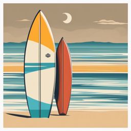 Surfboard on the Sand clipart - Surfboard ready for action, ,vector color clipart,minimal