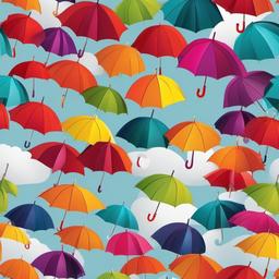 Umbrella clipart - colorful umbrellas hanging in the air as decoration  color,minimalist,vector clipart