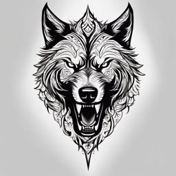 Dire Wolf Tattoos,tattoos depicting the formidable dire wolf, symbol of strength and primal dominance. , tattoo design, white clean background