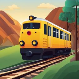 Railroad Track and Train Emoji Sticker - Train journey exploration, , sticker vector art, minimalist design