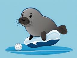 Seal Cartoon - Cartoon of seal balancing a ball  