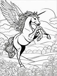 Unicorn Coloring Pages - Unicorn and a Pegasus flying together  simple coloring pages