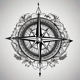 compass with arrow tattoo  vector tattoo design