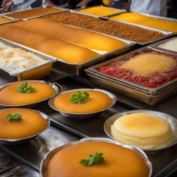 knafeh, middle eastern sweet pastry, relished at a bustling market in the heart of jerusalem. 