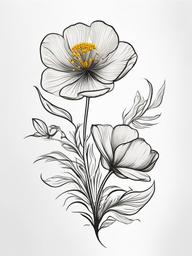 Buttercup Flower Tattoo - Symbolizes cheerfulness, youth, and energy  minimal tattoo design,white background