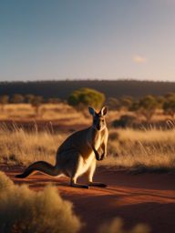 Cute Wallaby Hopping in the Australian Outback 8k, cinematic, vivid colors